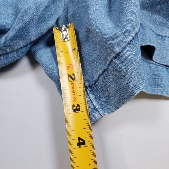 Loft High Waisted Baggy Wide Shorts Women Size 6 Denim Finish Linen Blend - Picture 7 of 10